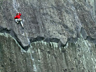 A man rock climbing