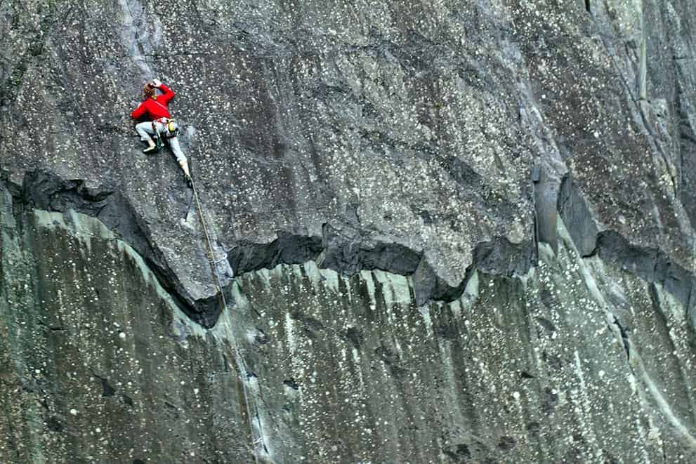 A man rock climbing