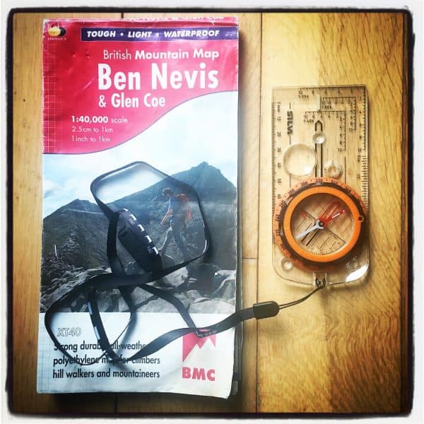 Silva Expedition Compass and British Mountain Map Ben Nevis and Glencoe