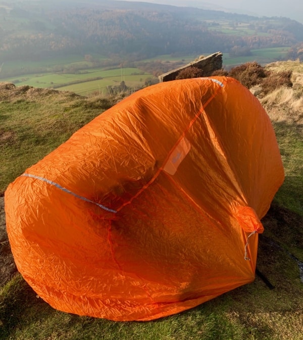A group shelter in use in the Peak District