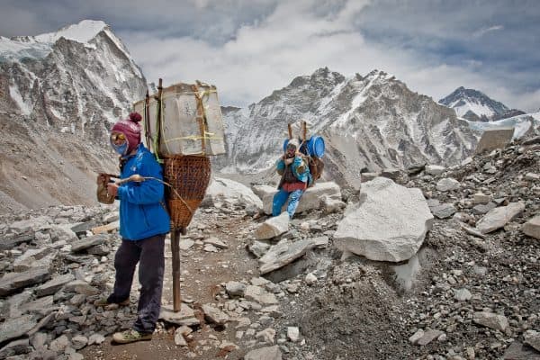 Porters in Nepal on the way to Everest Base Camp