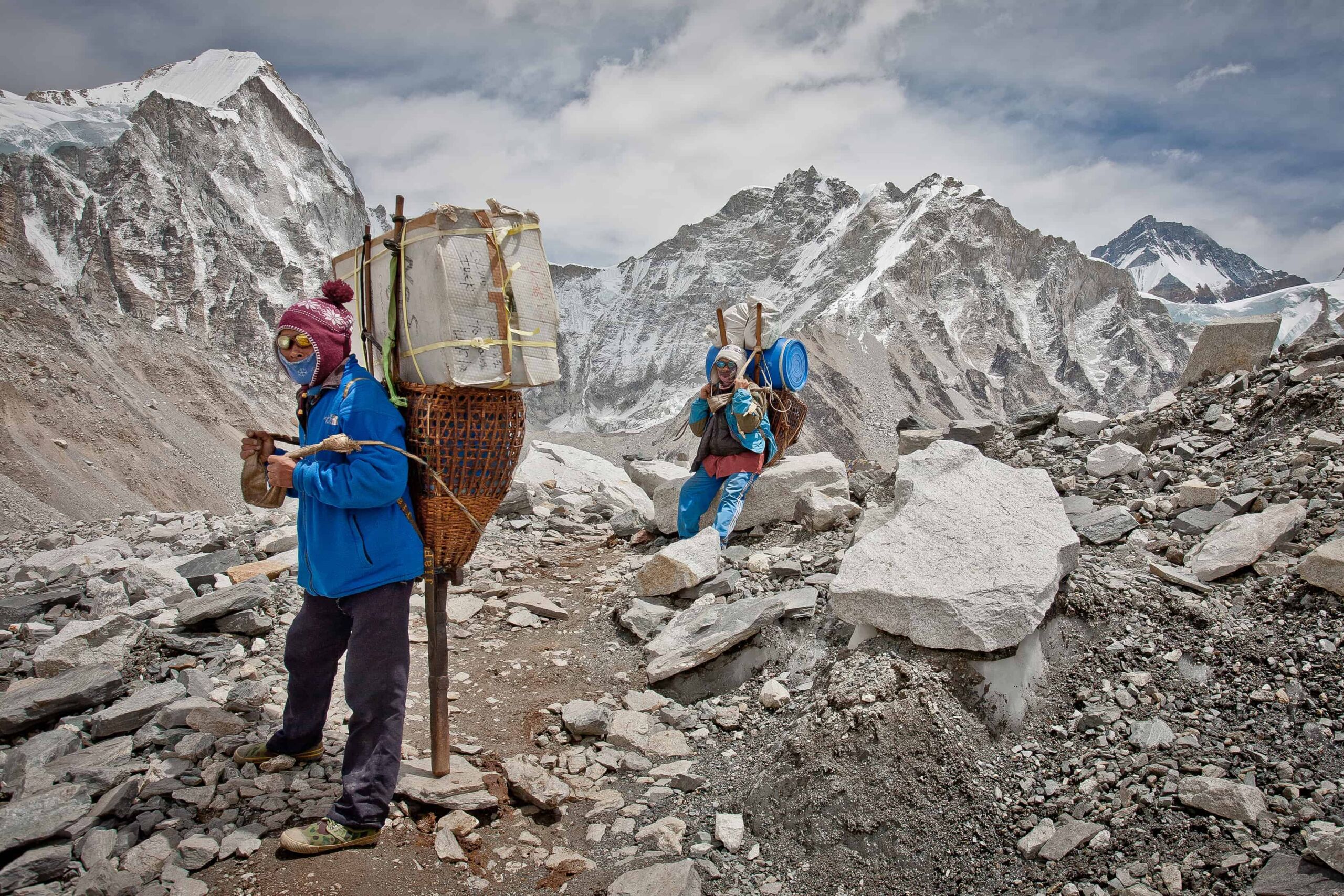Porters in Nepal on the way to Everest Base Camp