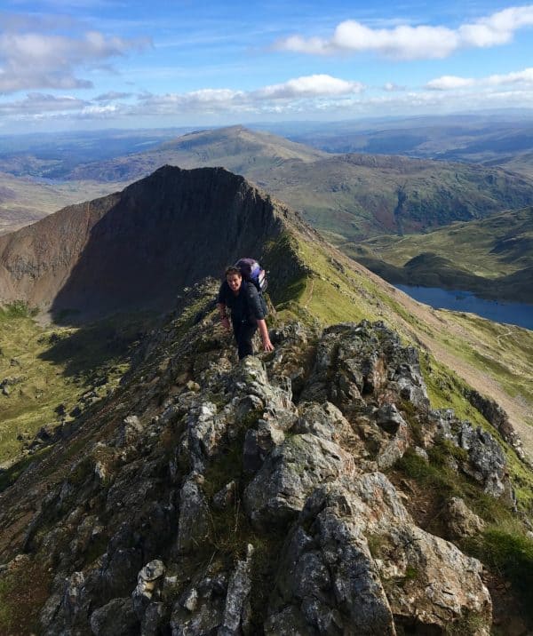 Scrambling along Crib Coch in Snowdonia