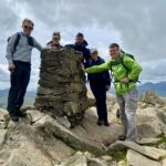 A group stands onto of Moel Siabod on a Mountain Skills course