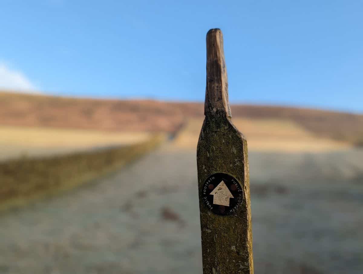Footpath sign on a Lowland Leader training course