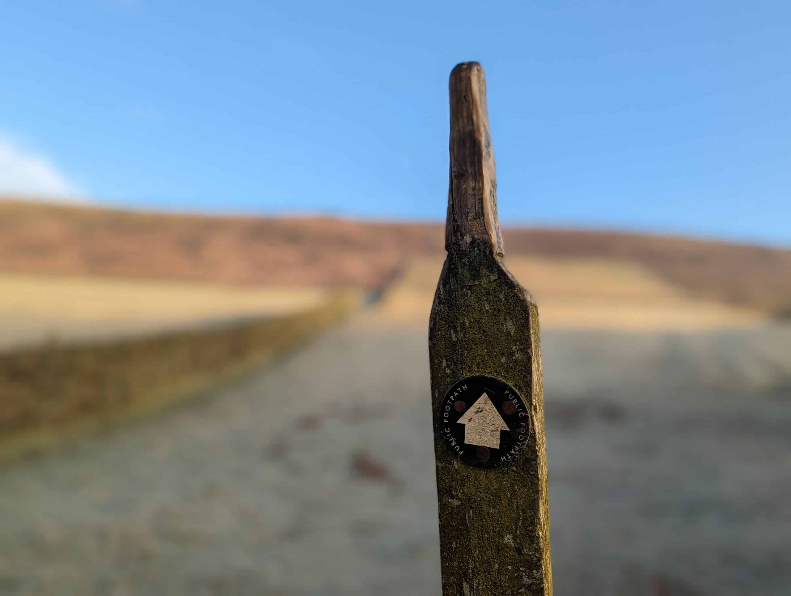 Footpath sign on a Lowland Leader training course