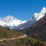 The view of Ama Dablam whilst trekking on the approach to Everest