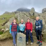 A group about to start scrambling across Crib Coch ridge in Eryri whilst on a scrambling course with Beyond the Edge.